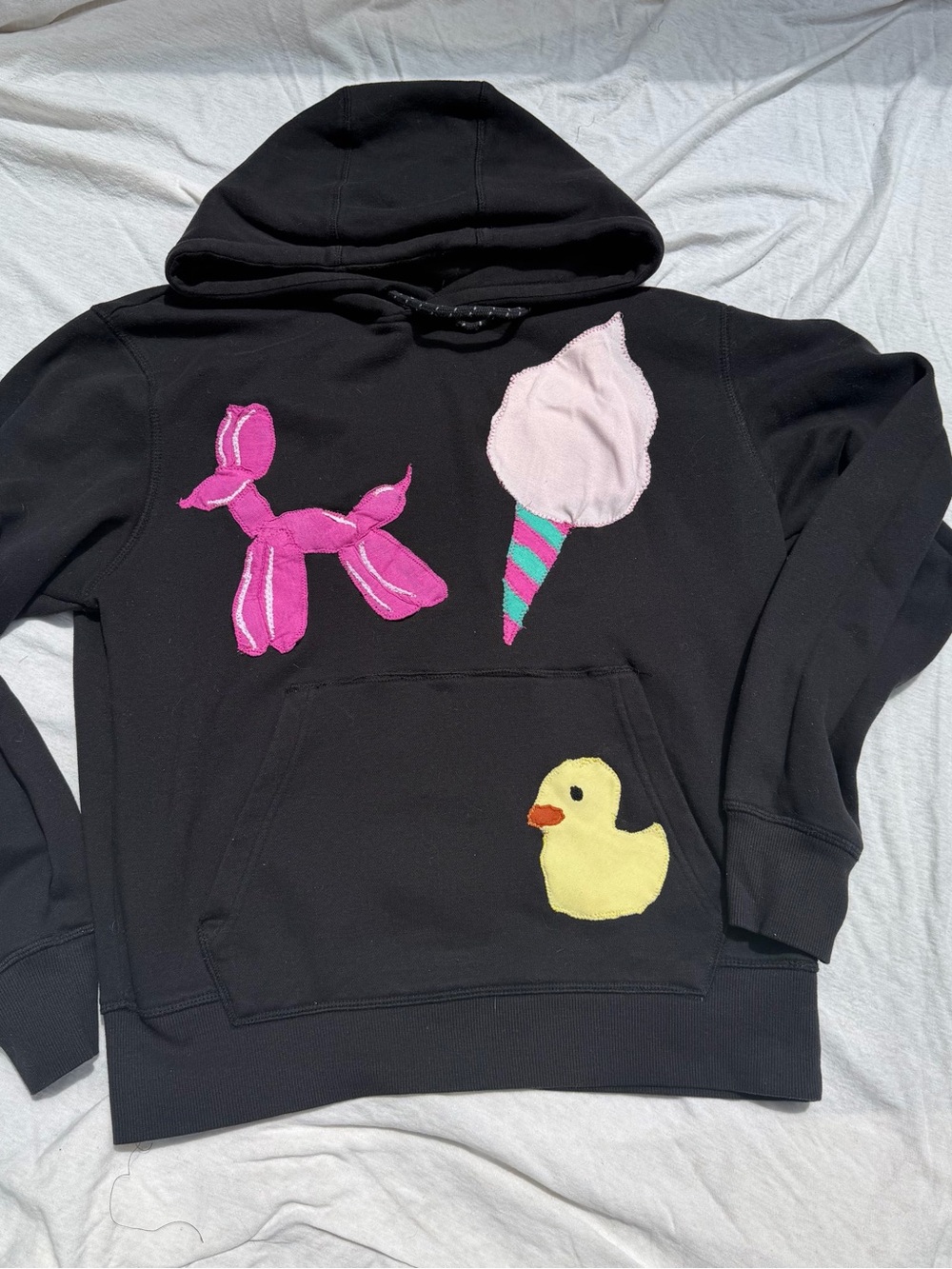 Black Hoodie with Pink Balloon Dog & Cotton Candy Appliqué (Alani Nu inspired)